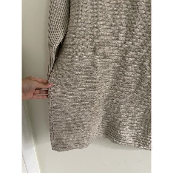 J. Jill Sweater Women's Medium Beige Knit Tunic Long Wool Silk Blend 3/4 Sleeves - Picture 5 of 8